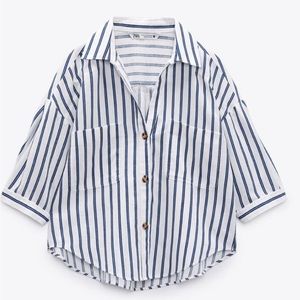 Linen stripped short sleeve top from Zara!